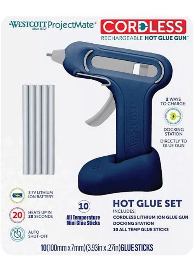 Westcott Lithium Ion Cordless Glue Gun with 10 Glue Sticks - Image 1